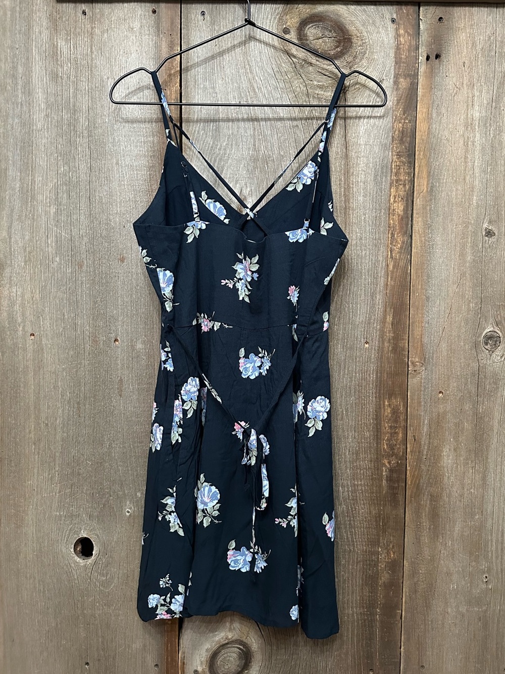Abercrombie & Fitch Button Front V-Neck Cami Strap Mini Sundress Blue Floral S - Picture 3 of 17